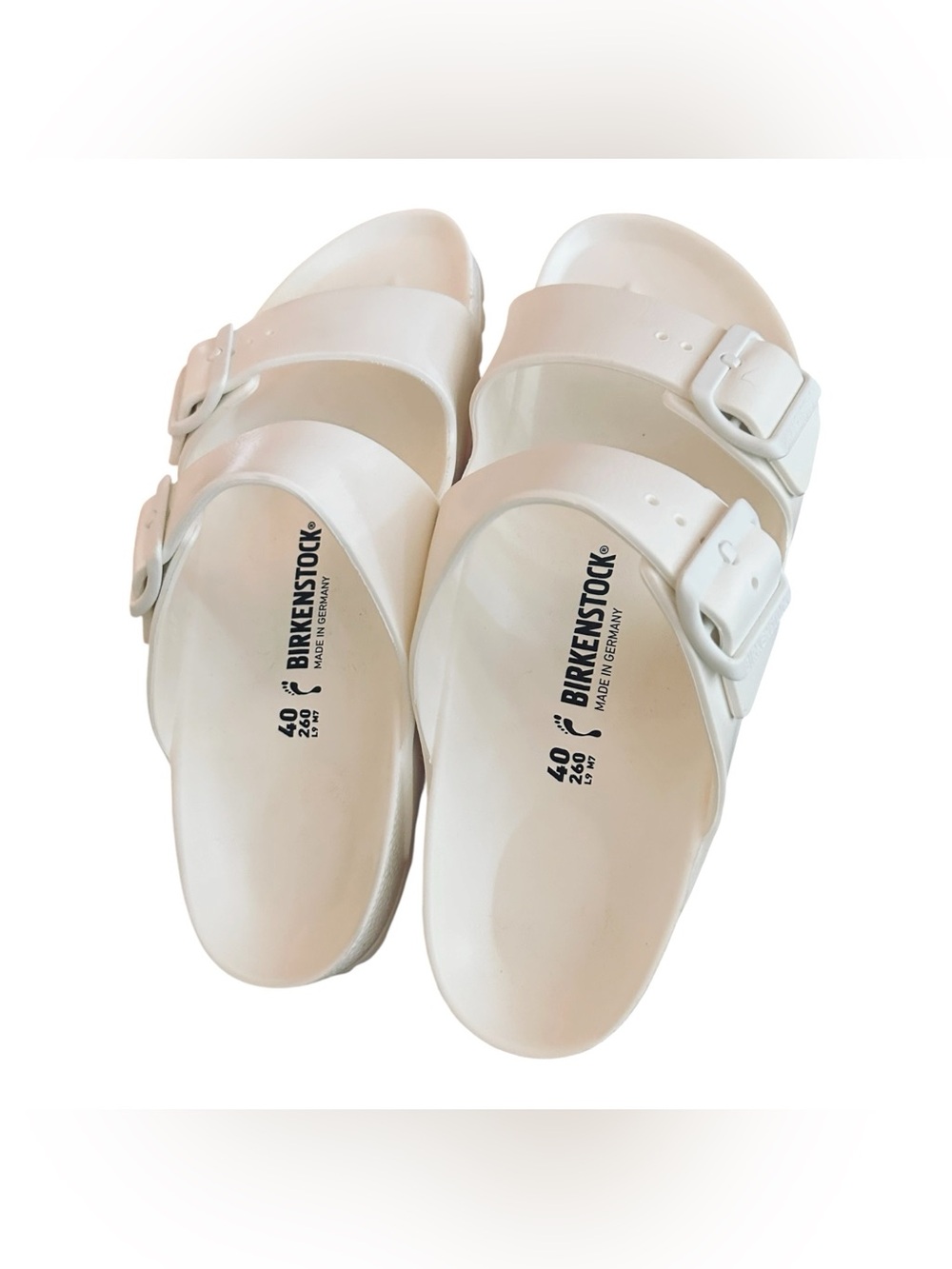Birkenstock White Arizona EVA Two-Strap Slides - Picture 2 of 9